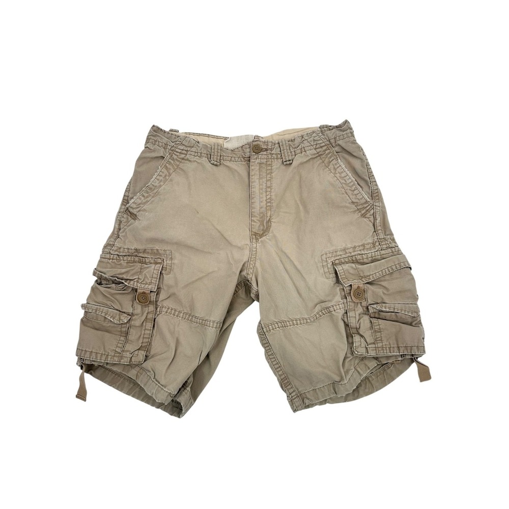 Aeropostale Authentic Cargo Shorts Men's 36 Khaki Y2K Baggy Utility Pockets